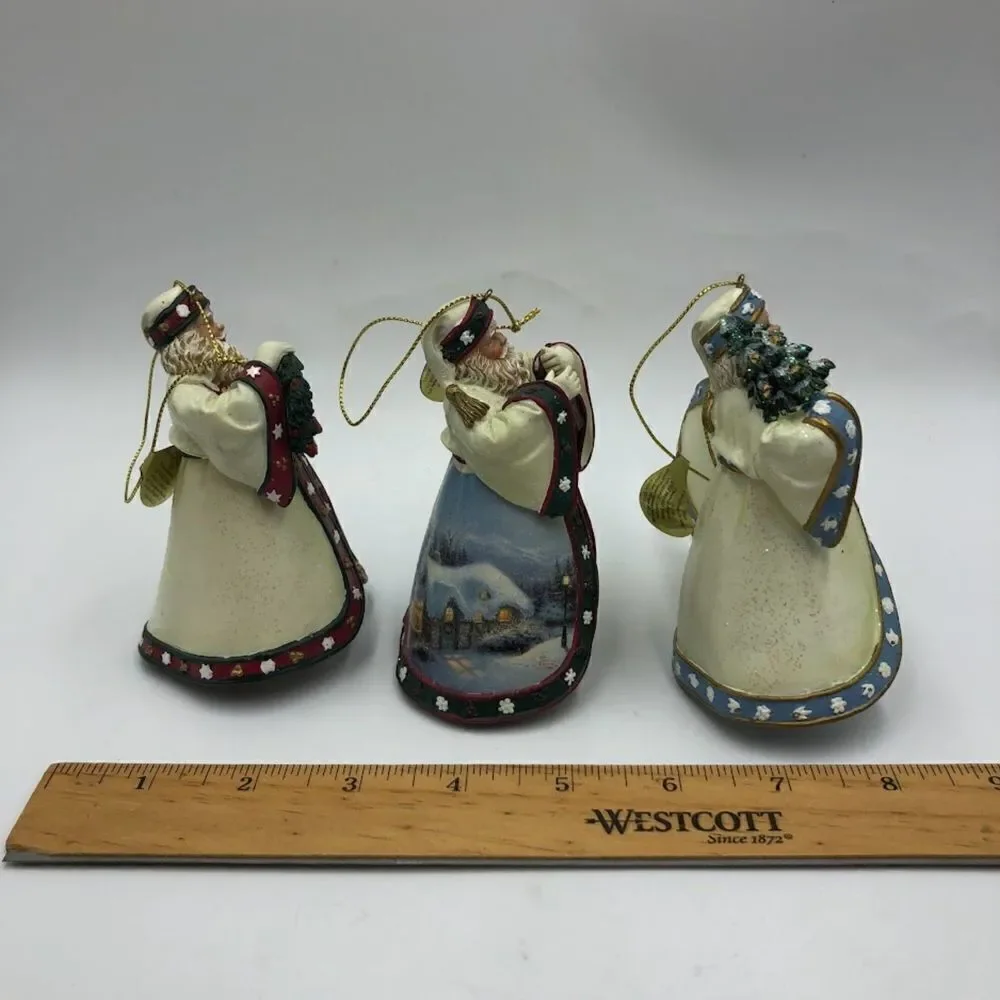 Vintage Ashton Drake 3 Set Santa Christmas Tree Ornaments Thomas Kinkade